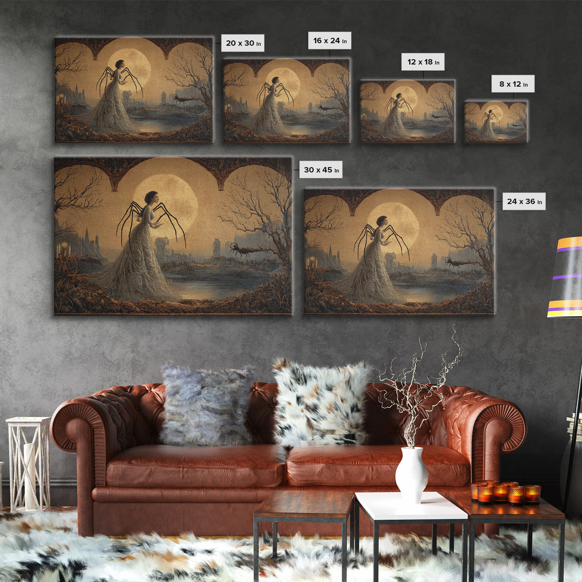 The Spider Queen, Romantic Gothic Landscape, Landscape Wall Art, Gothic Horror Wall Art, Framed Canvas Print, Halloween Wall Art