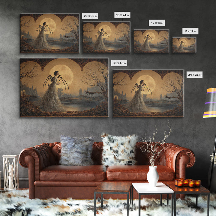 The Spider Queen, Romantic Gothic Landscape, Landscape Wall Art, Gothic Horror Wall Art, Framed Canvas Print, Halloween Wall Art
