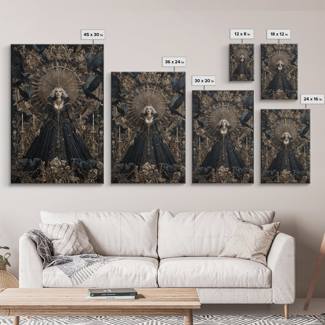 The Spider Queen, Ornate Symbolist Art, Vertical Wall Art, Macabre Wall Art, Canvas Print, Halloween Wall Art, Gothic Home Decor