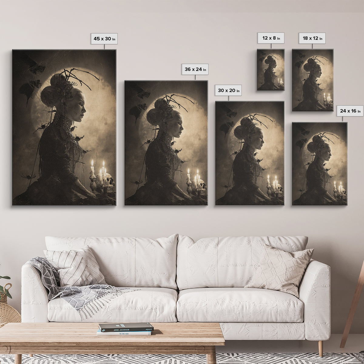 The Spider Queen, Decadent Gothic Art, Vertical Wall Art, Dark Halloween Decor, Canvas Print, Halloween Wall Art, Seasonal Home Decor