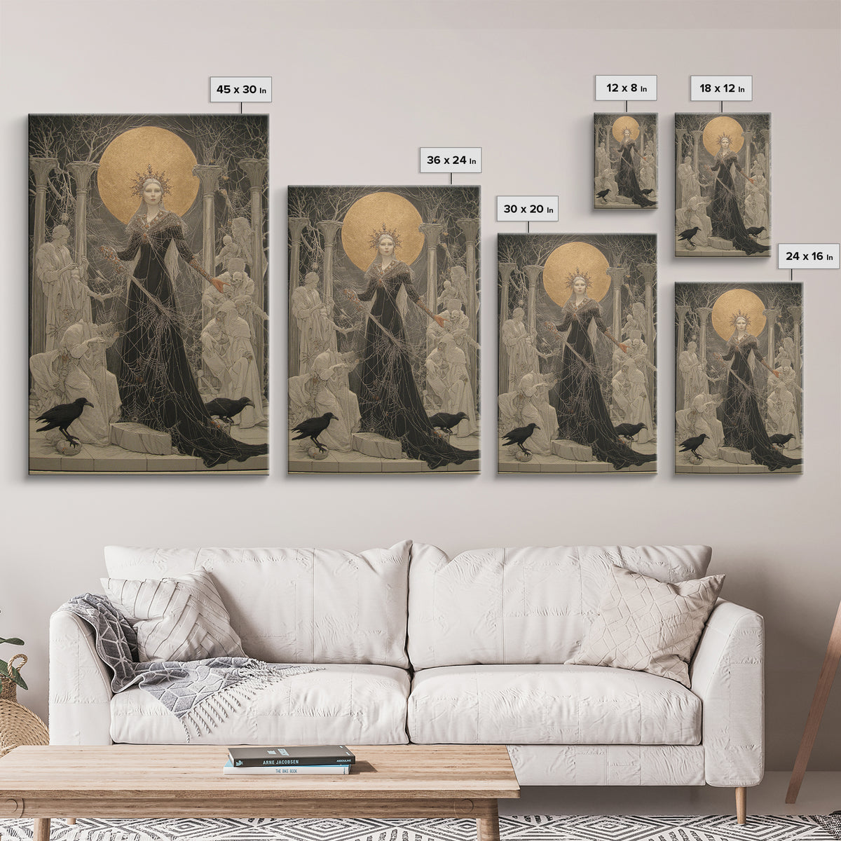 The Spider Queen, Symbolist Death Art, Vertical Wall Art, Gothic Horror Wall Art, Framed Canvas Print, Halloween Wall Art