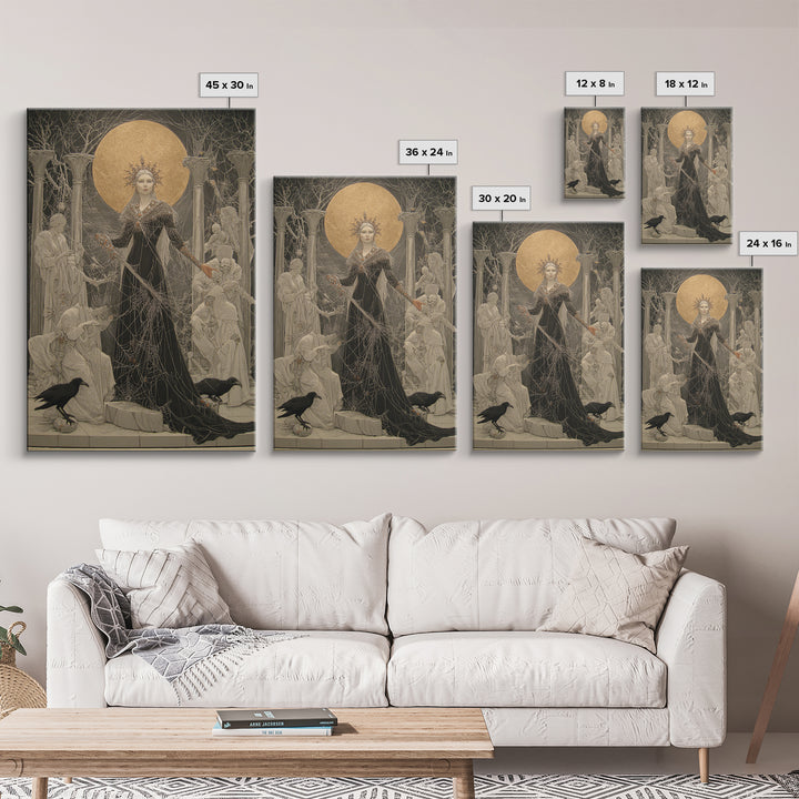 The Spider Queen, Symbolist Death Art, Vertical Wall Art, Gothic Horror Wall Art, Framed Canvas Print, Halloween Wall Art