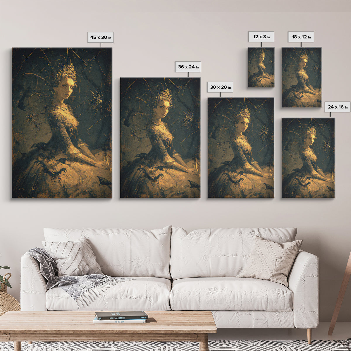 The Spider Queen, Expressionist Gothic Art, Vertical Wall Art, Gothic Horror Wall Art, Framed Canvas Print, Halloween Wall Art