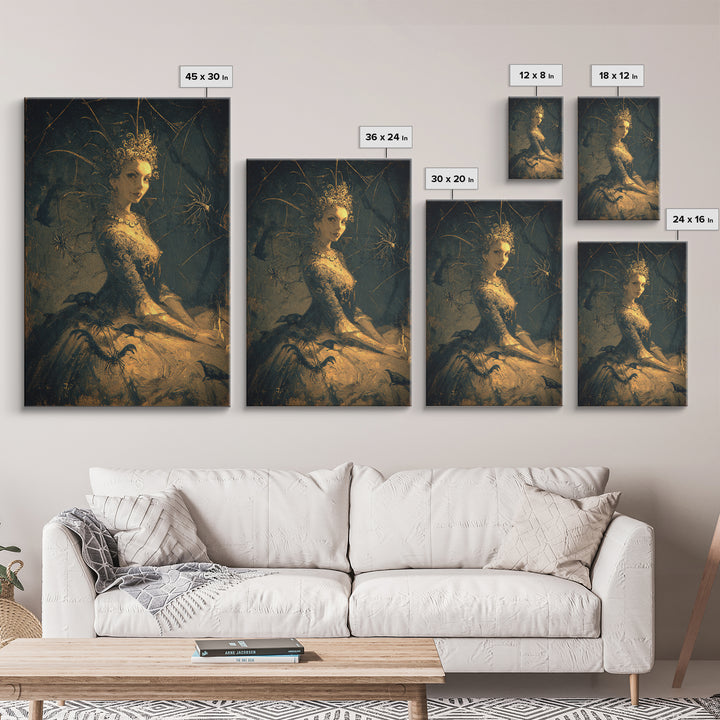 The Spider Queen, Expressionist Gothic Art, Vertical Wall Art, Gothic Horror Wall Art, Framed Canvas Print, Halloween Wall Art