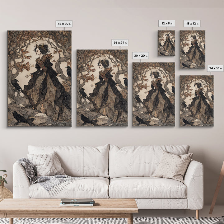 The Spider Queen, Gothic Storybook Art, Vertical Wall Art, Macabre Wall Art, Framed Canvas Print, Halloween Wall Art, Halloween Decor