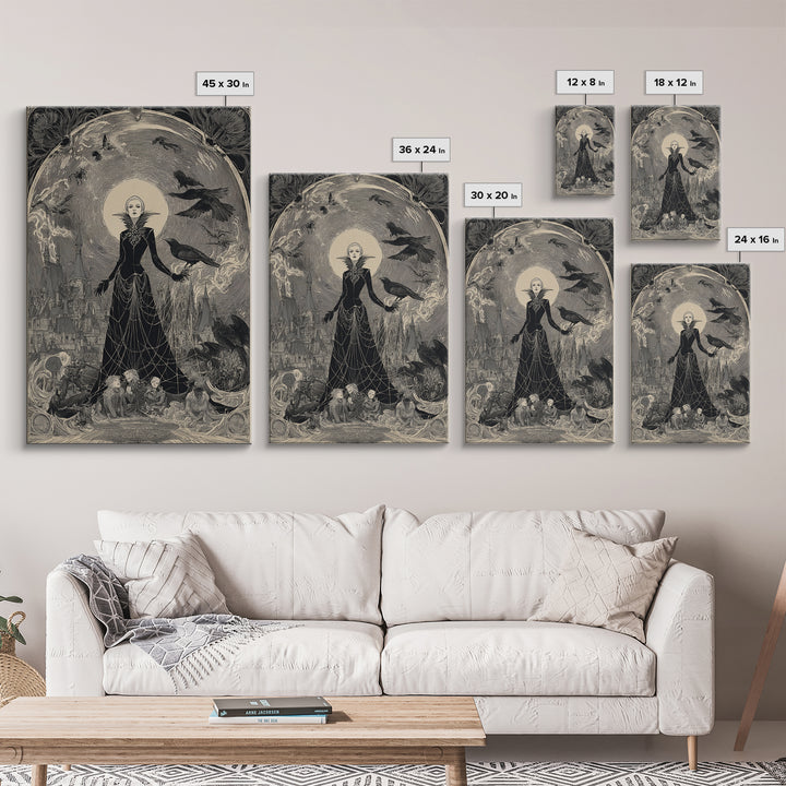 The Spider Queen, Victorian Macabre Art, Vertical Wall Art, Gothic Horror Wall Art, Canvas Print, Halloween Wall Art