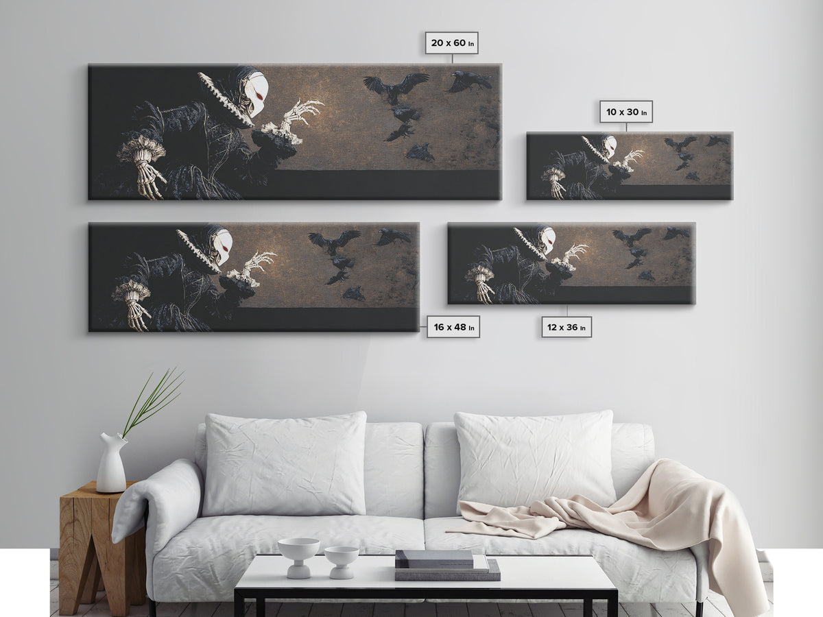 The Red-Eyed Moth Creature, Danse Macabre Art, Extra Wide Wall Art, Dark Halloween Decor, Canvas Print, Dark Fantasy Art