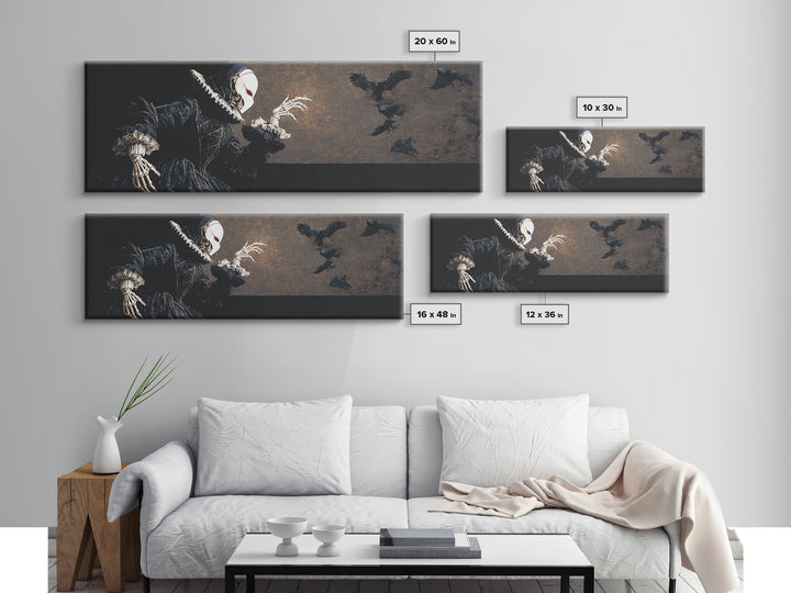 The Red-Eyed Moth Creature, Danse Macabre Art, Extra Wide Wall Art, Dark Halloween Decor, Canvas Print, Dark Fantasy Art