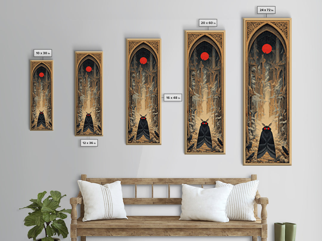 The Red-Eyed Moth Creature, Surreal Apocalyptic Art, Tall Narrow Wall Art, Dark Fantasy Wall Art, Framed Canvas Print