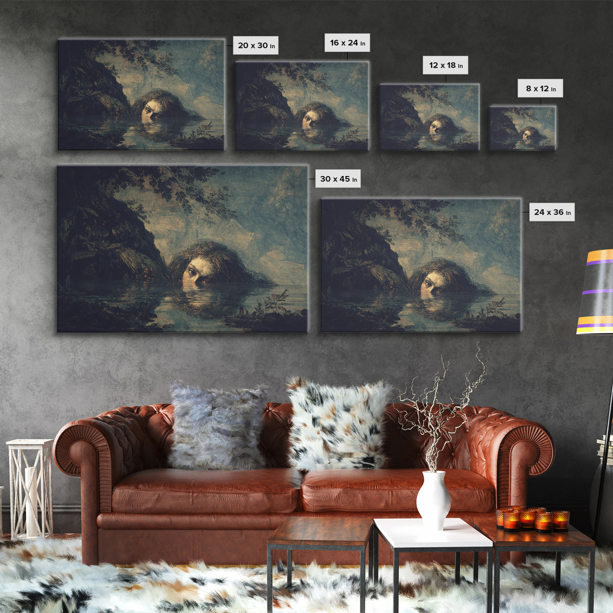 The Lake Phantom, Baroque Witchcraft Art, Landscape Wall Art, Gothic Horror Wall Art, Canvas Print, Halloween Wall Art