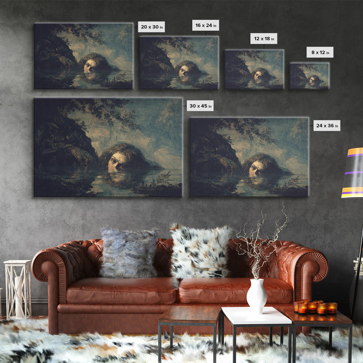 The Lake Phantom, Baroque Witchcraft Art, Landscape Wall Art, Gothic Horror Wall Art, Canvas Print, Halloween Wall Art