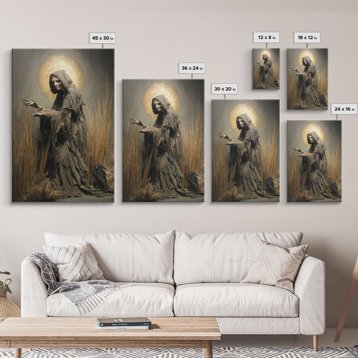 The Salt-Marsh Witch, Dark Renaissance Art, Vertical Wall Art, Dark Fantasy Wall Art, Canvas Print, Halloween Wall Art