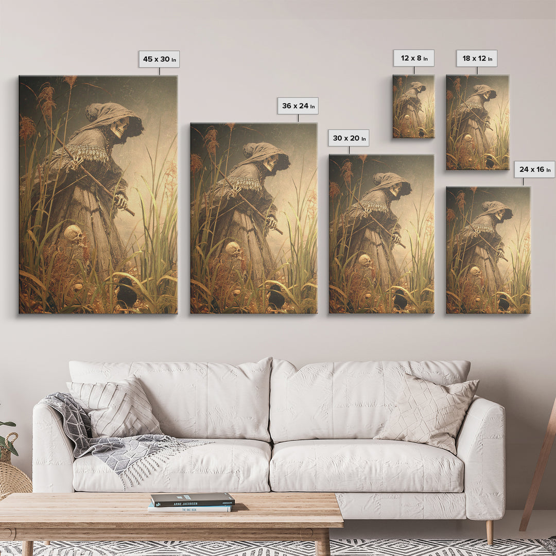The Salt-Marsh Witch, Danse Macabre Art, Vertical Wall Art, Dark Fantasy Wall Art, Canvas Print, Halloween Wall Art