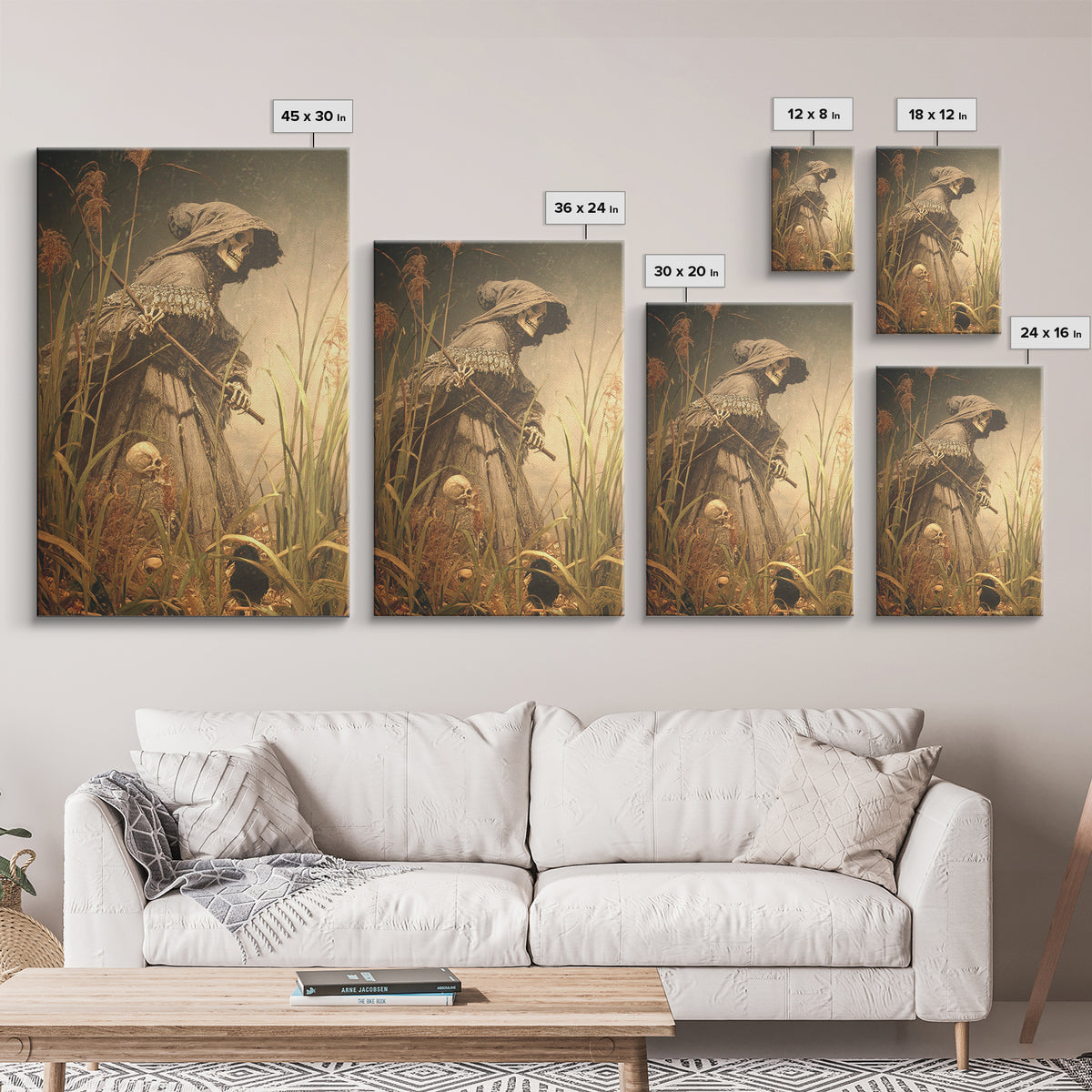 The Salt-Marsh Witch, Danse Macabre Art, Vertical Wall Art, Dark Fantasy Wall Art, Canvas Print, Halloween Wall Art