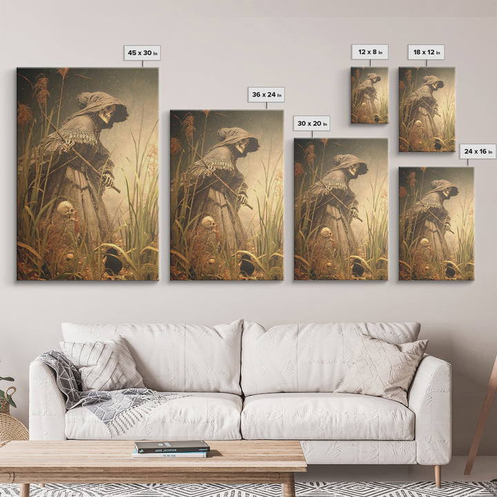 The Salt-Marsh Witch, Danse Macabre Art, Vertical Wall Art, Dark Fantasy Wall Art, Canvas Print, Halloween Wall Art