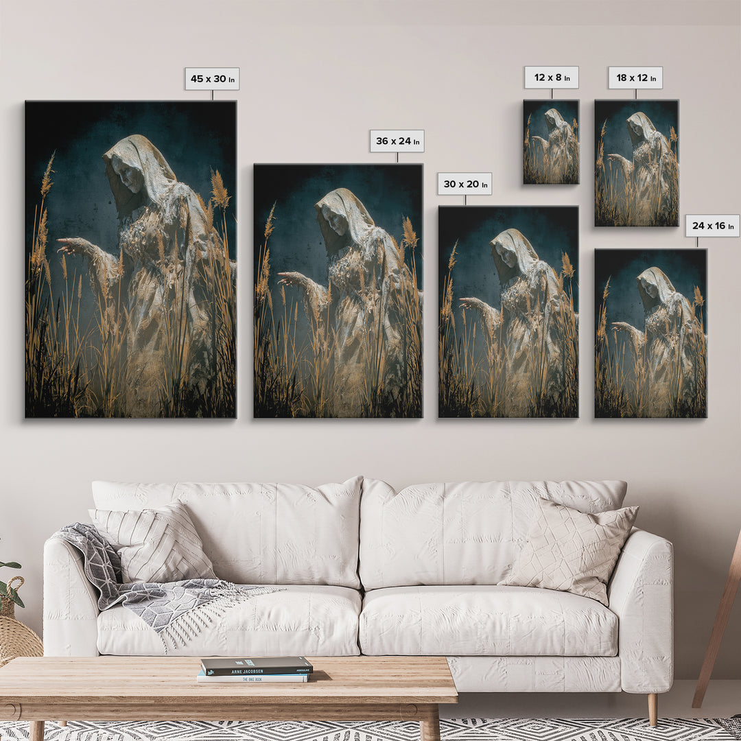 The Salt-Marsh Witch, Visionary Gothic Art, Vertical Wall Art, Dark Fantasy Wall Art, Canvas Print, Halloween Wall Art