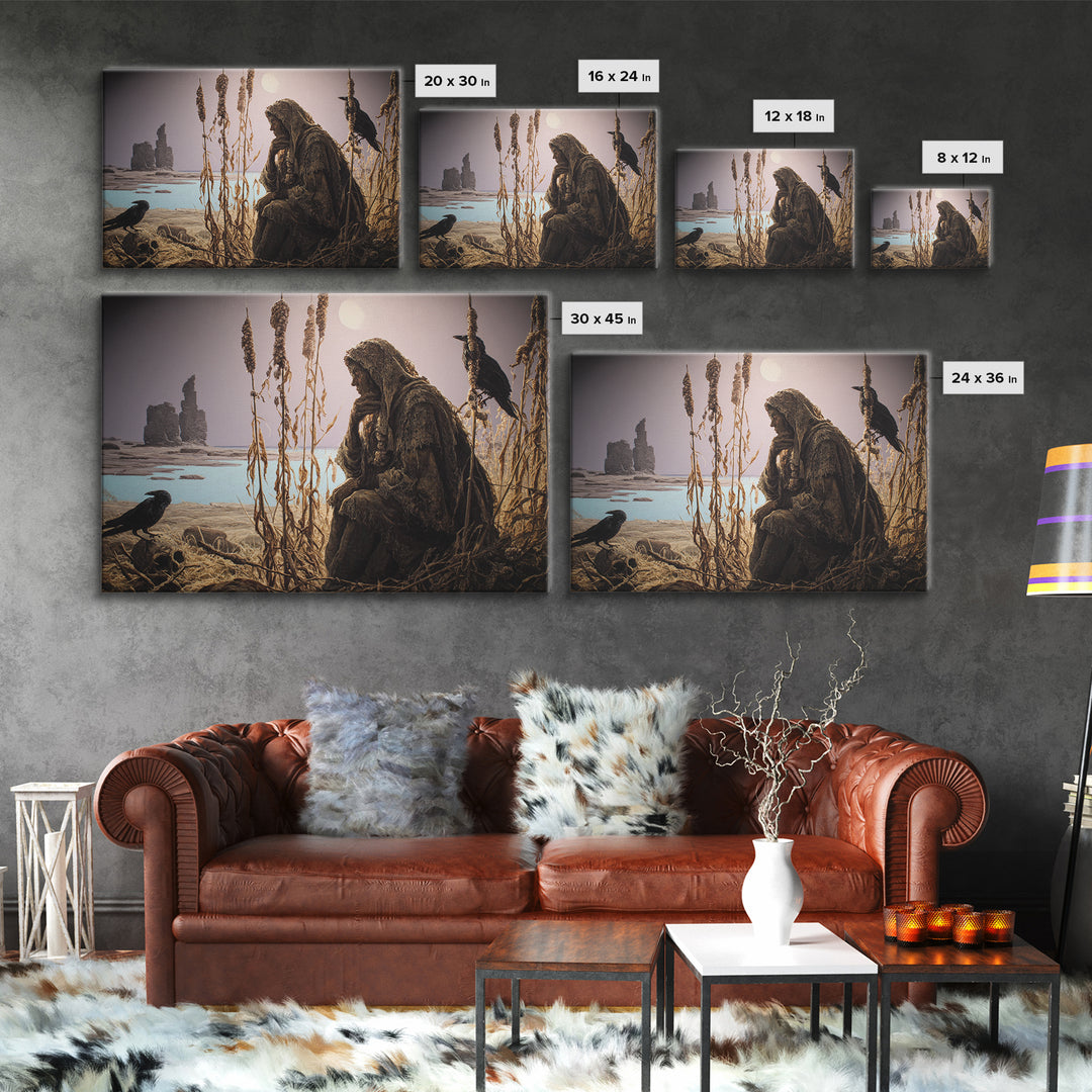 The Salt-Marsh Witch, Romantic Gothic Landscape, Landscape Wall Art, Macabre Wall Art, Framed Canvas Print, Halloween Wall Art
