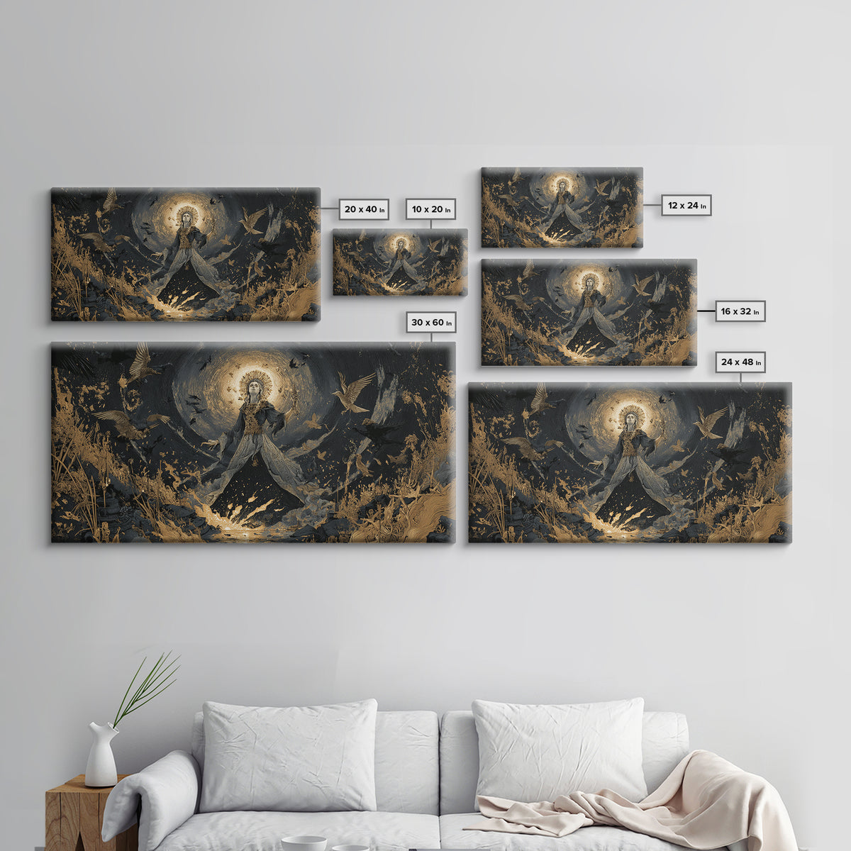 The Salt-Marsh Witch, Apocalyptic Romantic Art, Wide Panoramic Art, Dark Fantasy Wall Art, Canvas Print, Halloween Wall Art