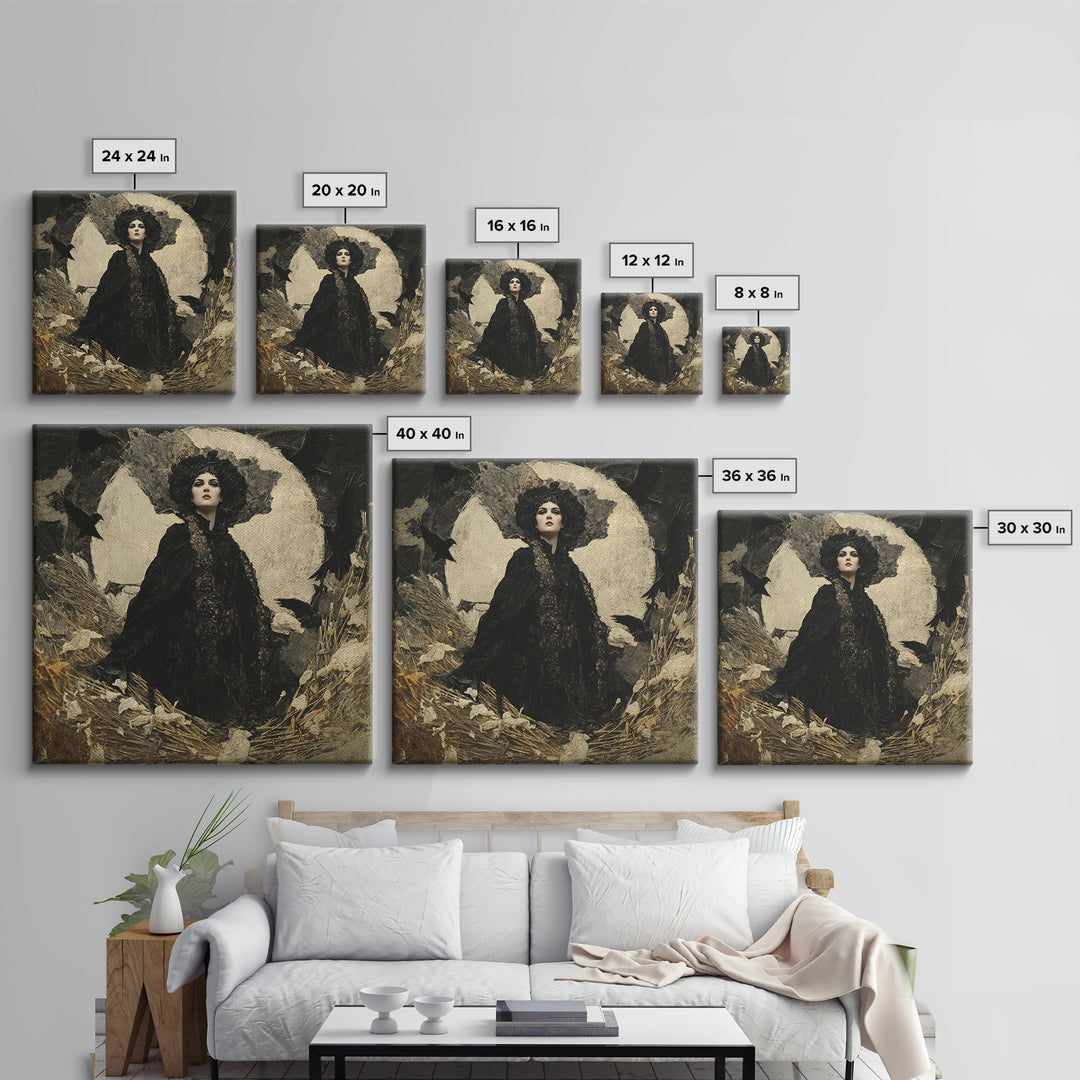 The Salt-Marsh Witch, Dark Symbolist Art, Square Wall Art, Dark Fantasy Wall Art, Canvas Print, Halloween Wall Art