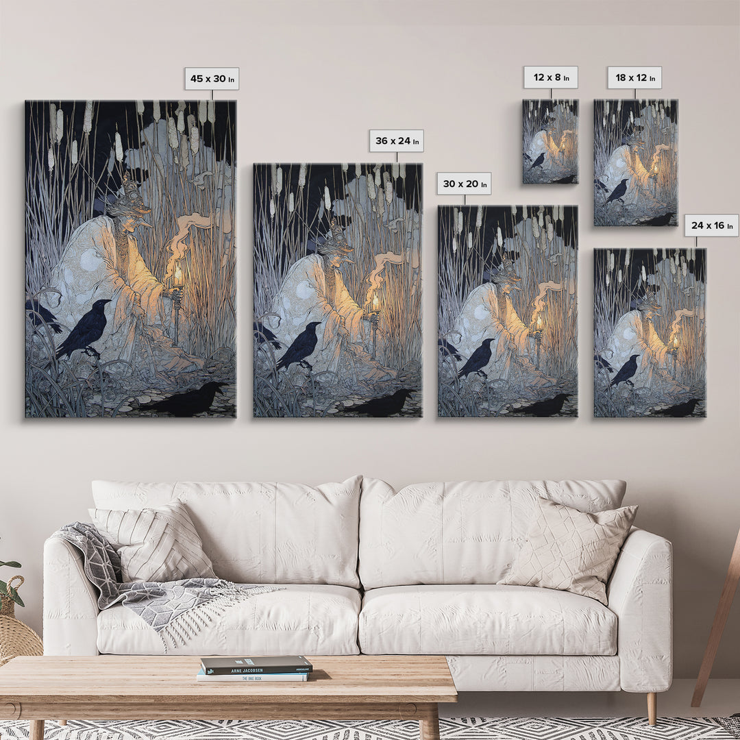 The Salt-Marsh Witch, Stained Glass Gothic Art, Vertical Wall Art, Gothic Horror Wall Art, Canvas Print, Halloween Wall Art