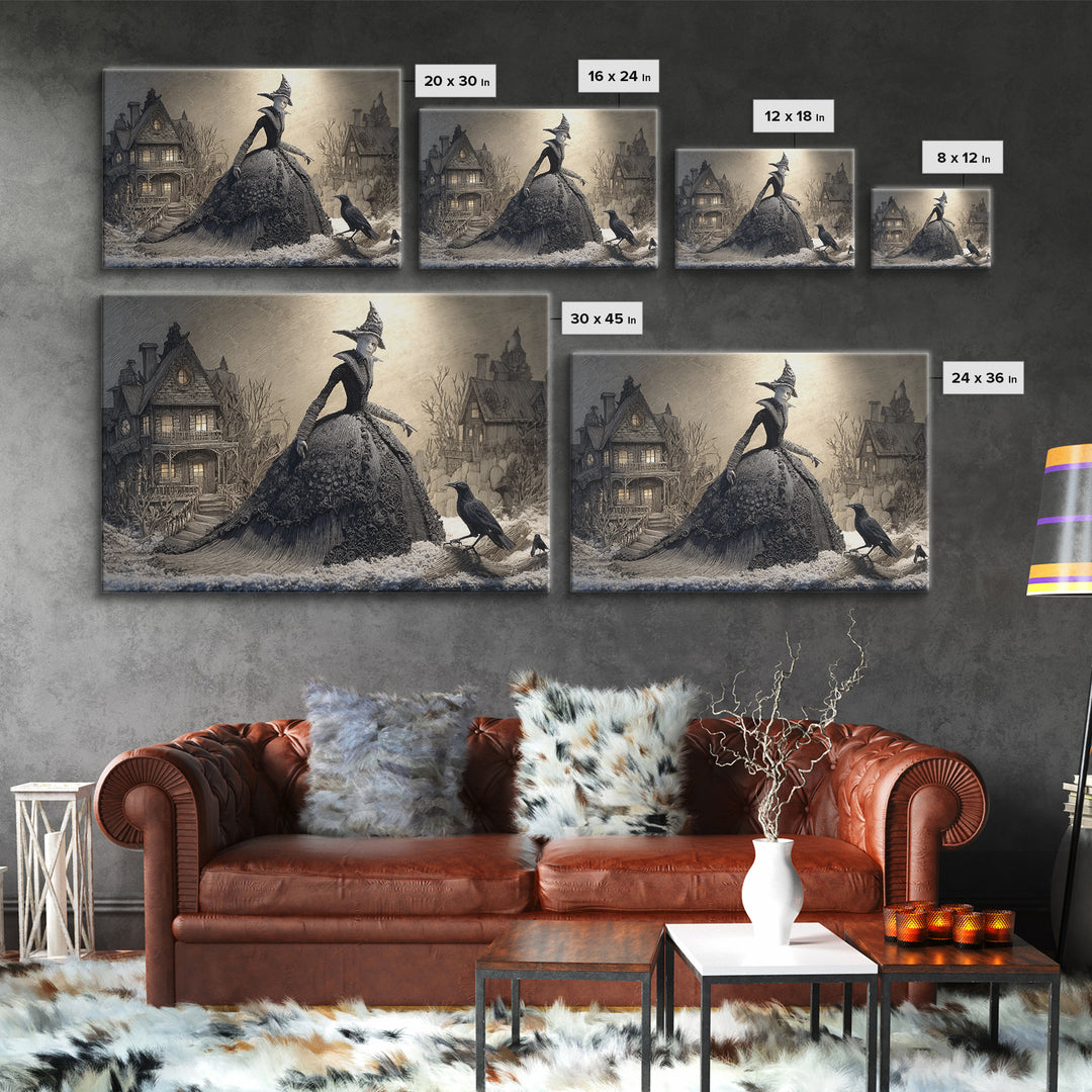 The Salt-Marsh Witch, Victorian Macabre Art, Landscape Wall Art, Macabre Wall Art, Canvas Print, Halloween Wall Art