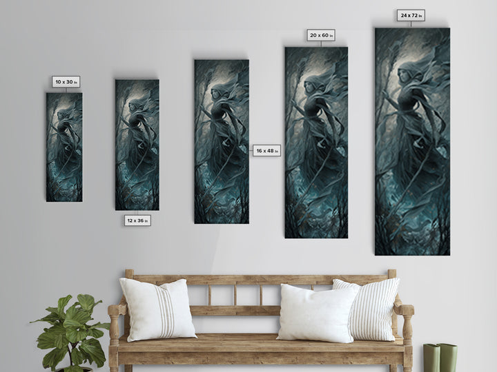 The Salt-Marsh Witch, Surreal Apocalyptic Art, Tall Narrow Wall Art, Macabre Wall Art, Canvas Print, Halloween Wall Art
