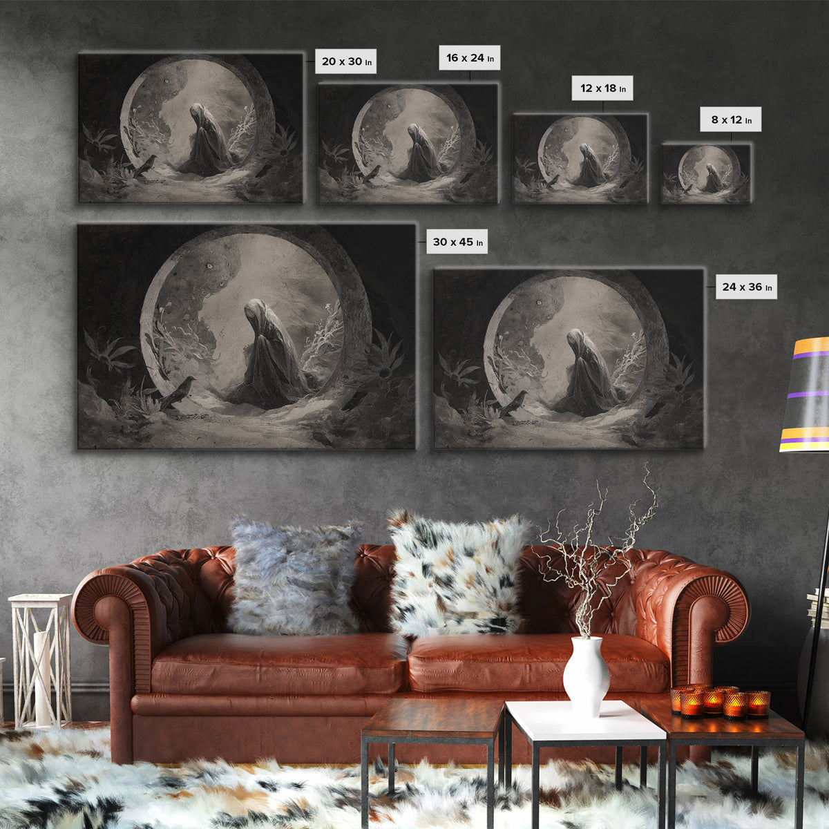 The Stone-Circle Spirit, Symbolist Dream Art, Landscape Wall Art, Gothic Horror Wall Art, Canvas Print, Halloween Wall Art