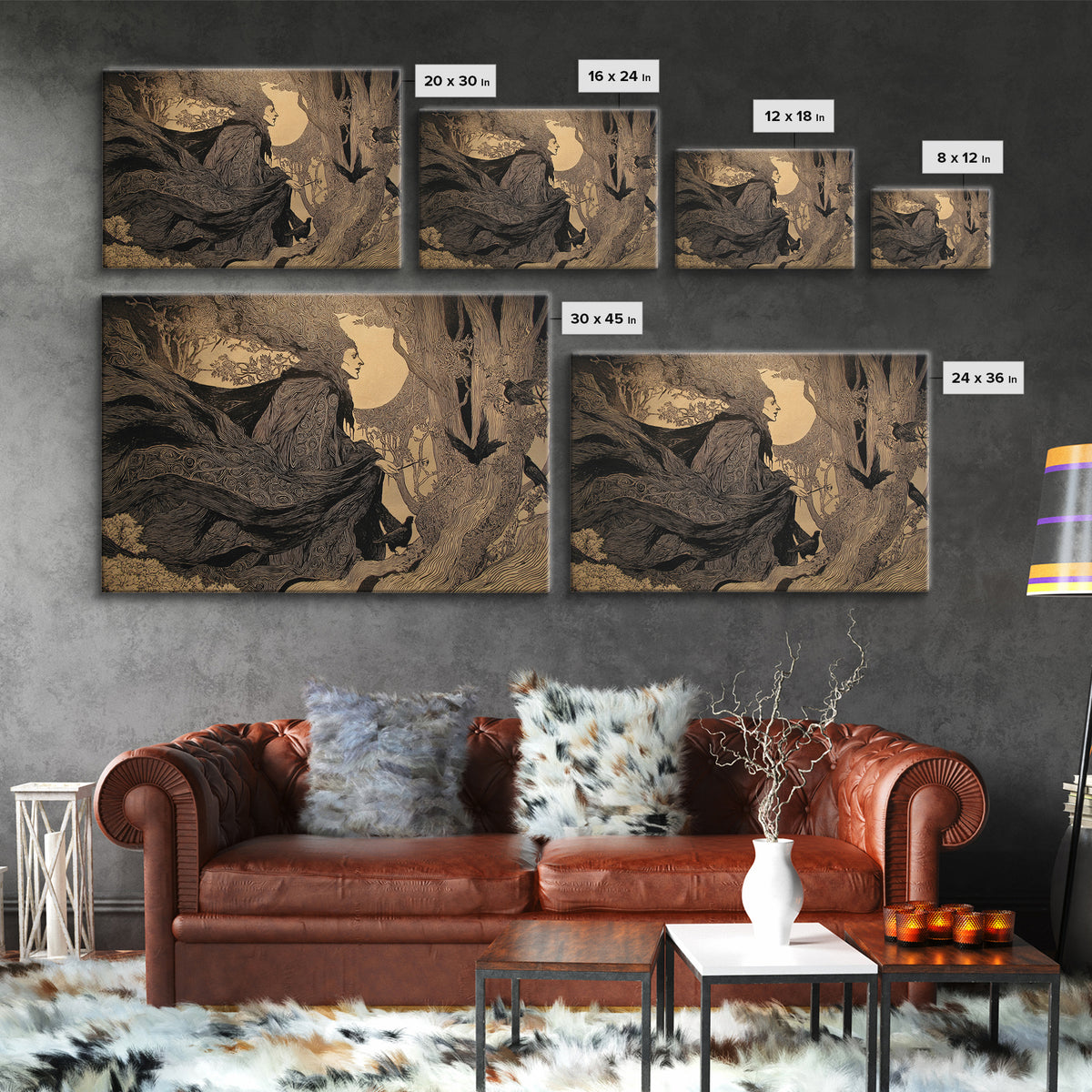 The Stone-Circle Spirit, Victorian Macabre Art, Landscape Wall Art, Gothic Horror Wall Art, Canvas Print, Halloween Wall Art