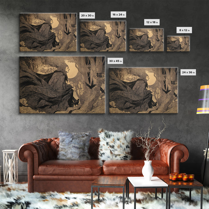 The Stone-Circle Spirit, Victorian Macabre Art, Landscape Wall Art, Gothic Horror Wall Art, Canvas Print, Halloween Wall Art