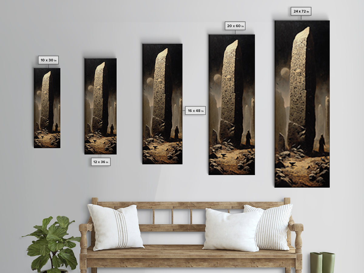 The Stone-Circle Spirit, Surreal Apocalyptic Art, Tall Narrow Wall Art, Dark Fantasy Wall Art, Framed Canvas Print