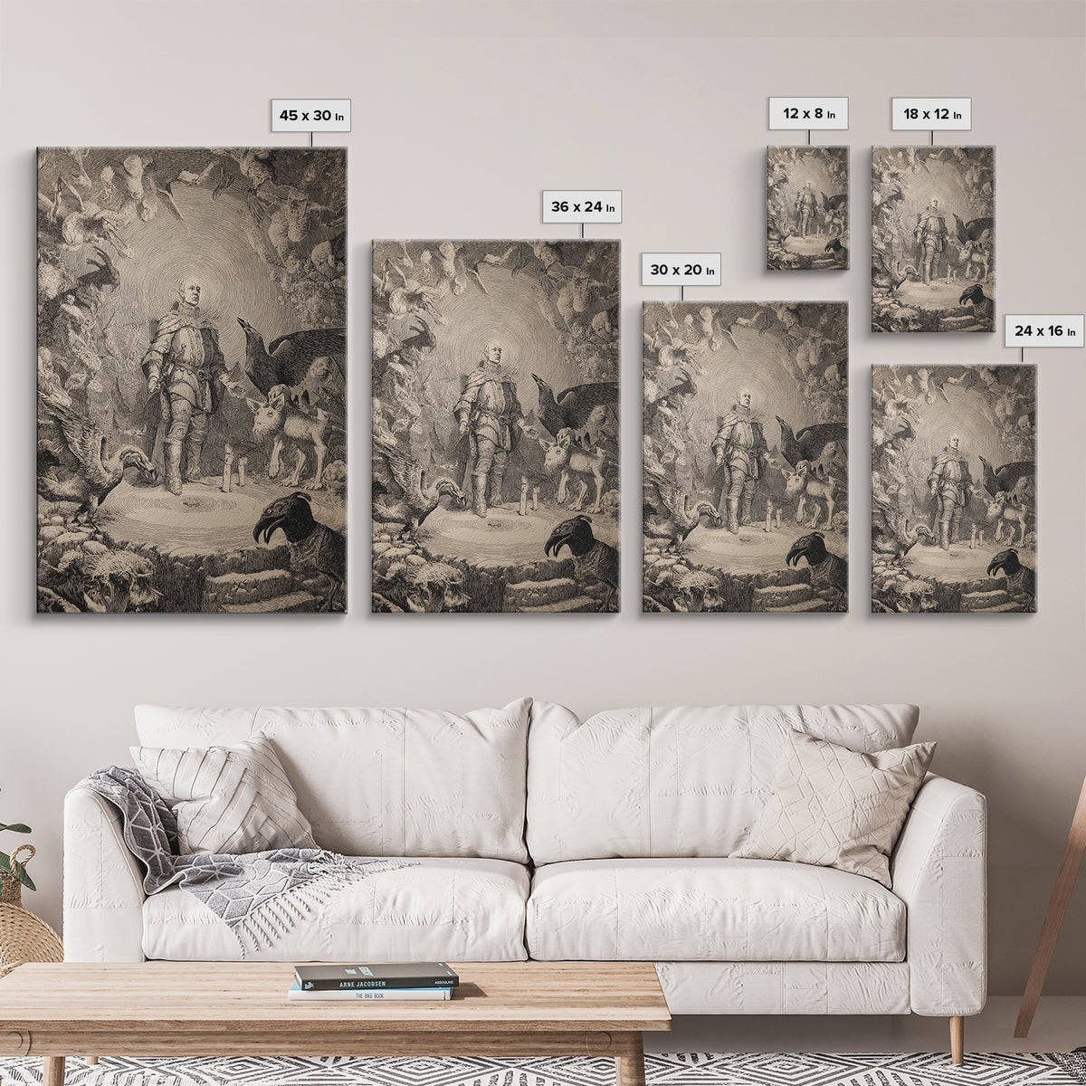 The Cave Oracle, Renaissance Engraving Art, Vertical Wall Art, Macabre Wall Art, Canvas Print, Halloween Wall Art, Dark Fantasy Art