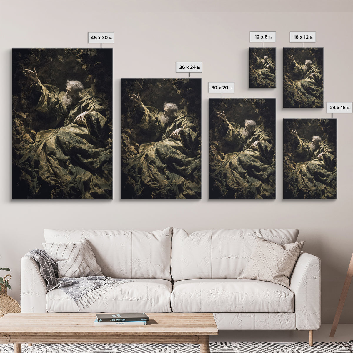 The Cave Oracle, Baroque Witchcraft Art, Vertical Wall Art, Macabre Wall Art, Framed Canvas Print, Halloween Wall Art