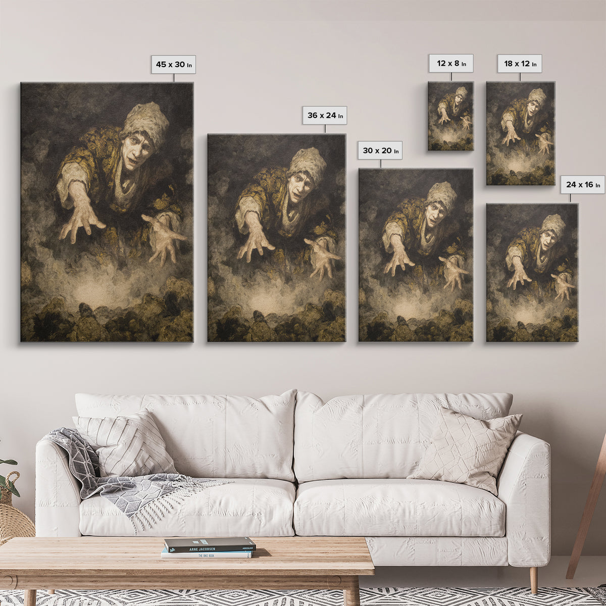 The Cave Oracle, Dark Romantic Horror Art, Vertical Wall Art, Dark Fantasy Wall Art, Canvas Print, Halloween Wall Art, Halloween Decor