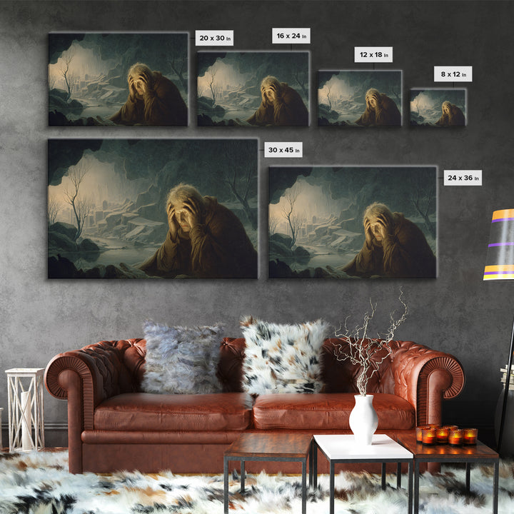 The Cave Oracle, Romantic Gothic Landscape, Landscape Wall Art, Gothic Horror Wall Art, Framed Canvas Print, Halloween Wall Art