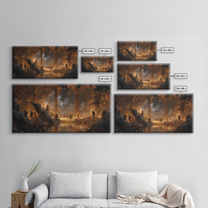 The Cave Oracle, Apocalyptic Romantic Art, Wide Panoramic Art, Gothic Horror Wall Art, Canvas Print, Halloween Wall Art