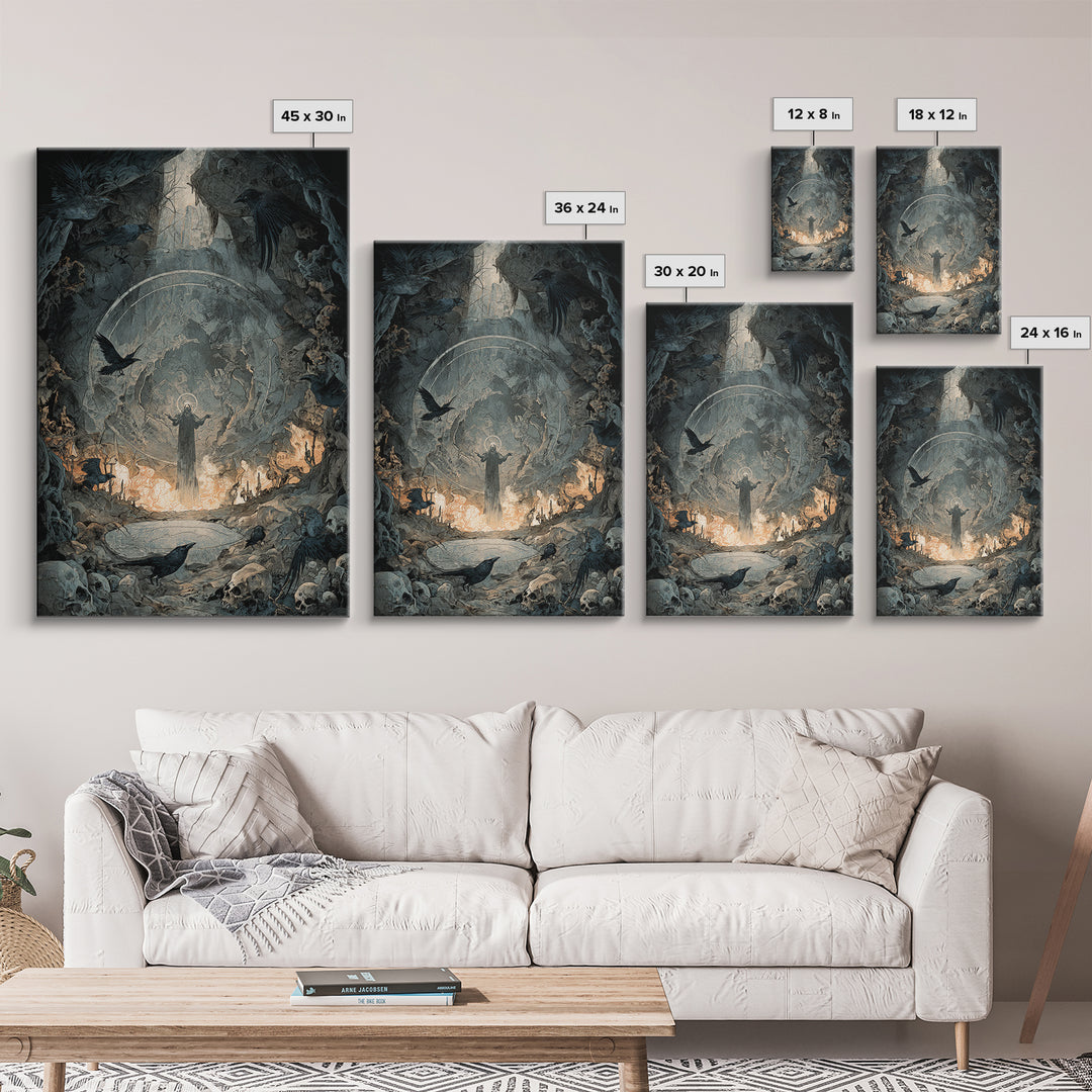 The Cave Oracle, Decadent Gothic Art, Vertical Wall Art, Macabre Wall Art, Canvas Print, Halloween Wall Art, Halloween Decor