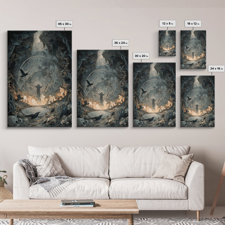 The Cave Oracle, Decadent Gothic Art, Vertical Wall Art, Macabre Wall Art, Canvas Print, Halloween Wall Art, Halloween Decor