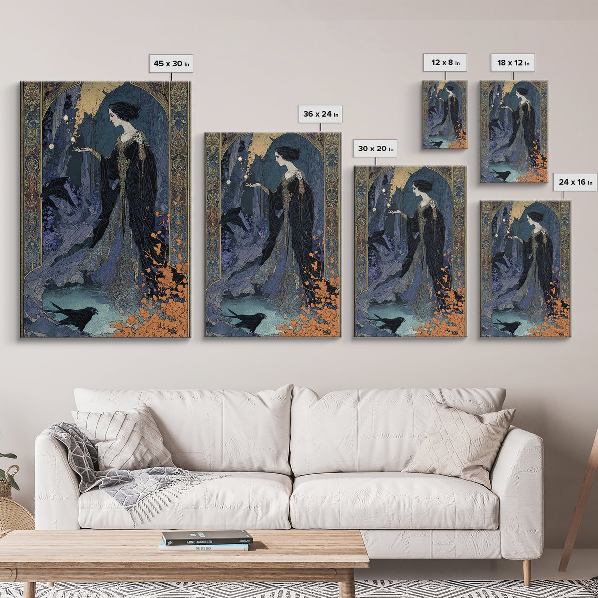 The Cave Oracle, Stained Glass Gothic Art, Vertical Wall Art, Dark Fantasy Wall Art, Canvas Print, Halloween Wall Art, Statement Wall Art