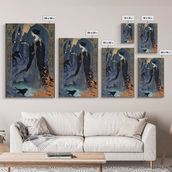 The Cave Oracle, Stained Glass Gothic Art, Vertical Wall Art, Dark Fantasy Wall Art, Canvas Print, Halloween Wall Art, Statement Wall Art