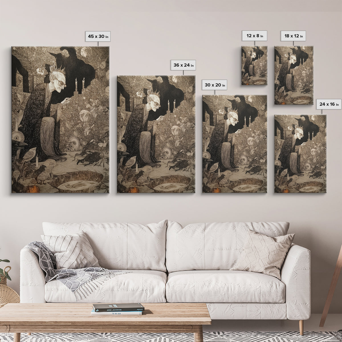 The Cave Oracle, Victorian Macabre Art, Vertical Wall Art, Dark Halloween Decor, Canvas Print, Halloween Wall Art, Macabre Wall Art