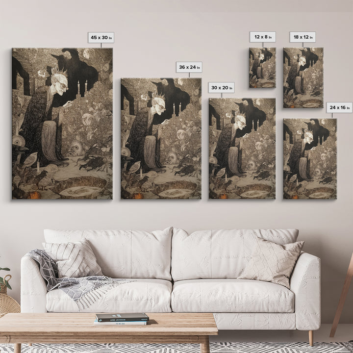 The Cave Oracle, Victorian Macabre Art, Vertical Wall Art, Dark Halloween Decor, Canvas Print, Halloween Wall Art, Macabre Wall Art