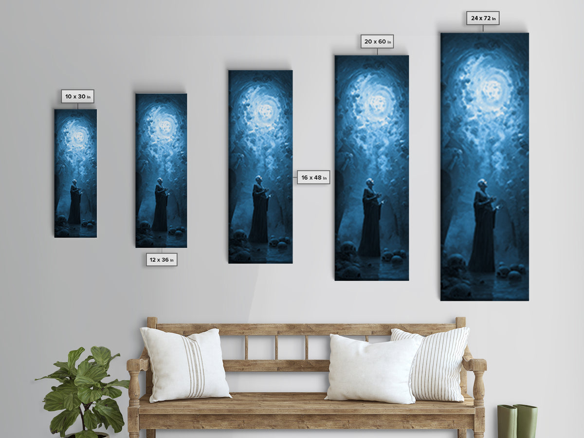 The Cave Oracle, Surreal Apocalyptic Art, Tall Narrow Wall Art, Dark Halloween Decor, Canvas Print, Halloween Wall Art