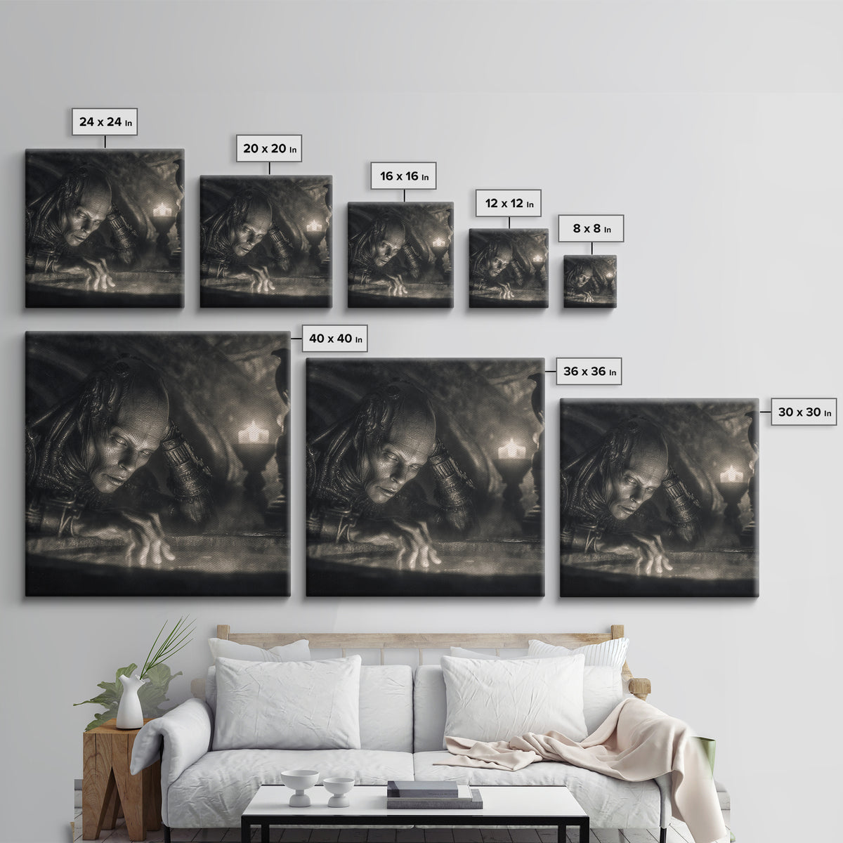The Cave Oracle, Biomechanical Horror Art, Square Wall Art, Dark Fantasy Wall Art, Canvas Print, Halloween Wall Art, Halloween Decor