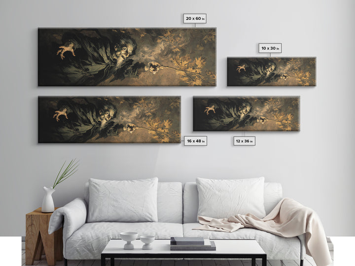 The Orchard Hag, Dark Romantic Horror Art, Extra Wide Wall Art, Dark Fantasy Wall Art, Framed Canvas Print, Halloween Wall Art