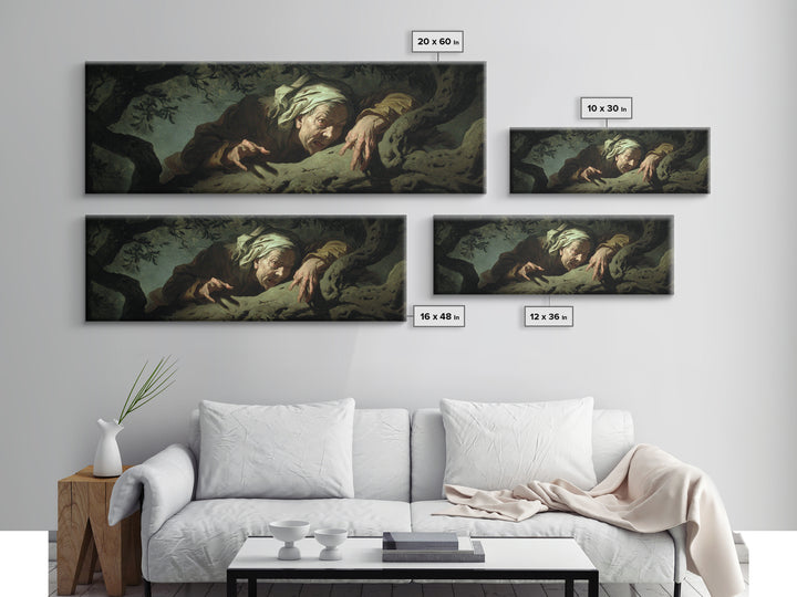 The Orchard Hag, Gothic Nightmare Art, Extra Wide Wall Art, Macabre Wall Art, Canvas Print, Halloween Wall Art, Gothic Home Decor