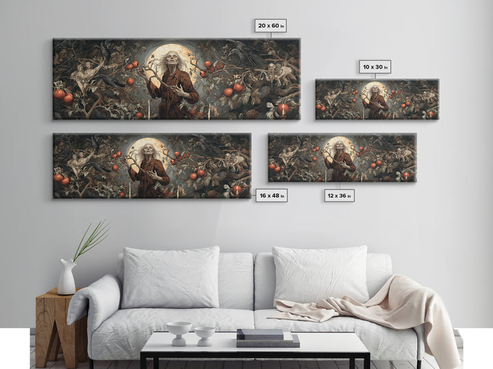 The Orchard Hag, Visionary Gothic Art, Extra Wide Wall Art, Dark Fantasy Wall Art, Framed Canvas Print, Halloween Wall Art