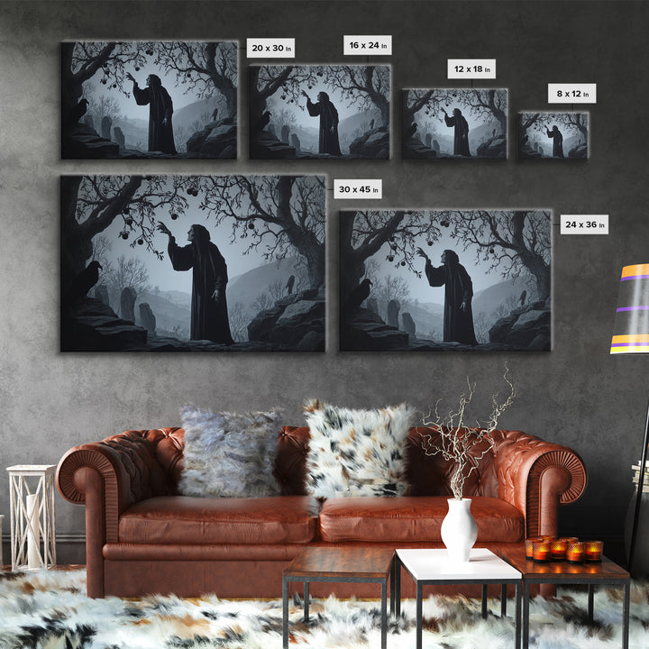 The Orchard Hag, Romantic Gothic Landscape, Landscape Wall Art, Dark Fantasy Wall Art, Canvas Print, Halloween Wall Art
