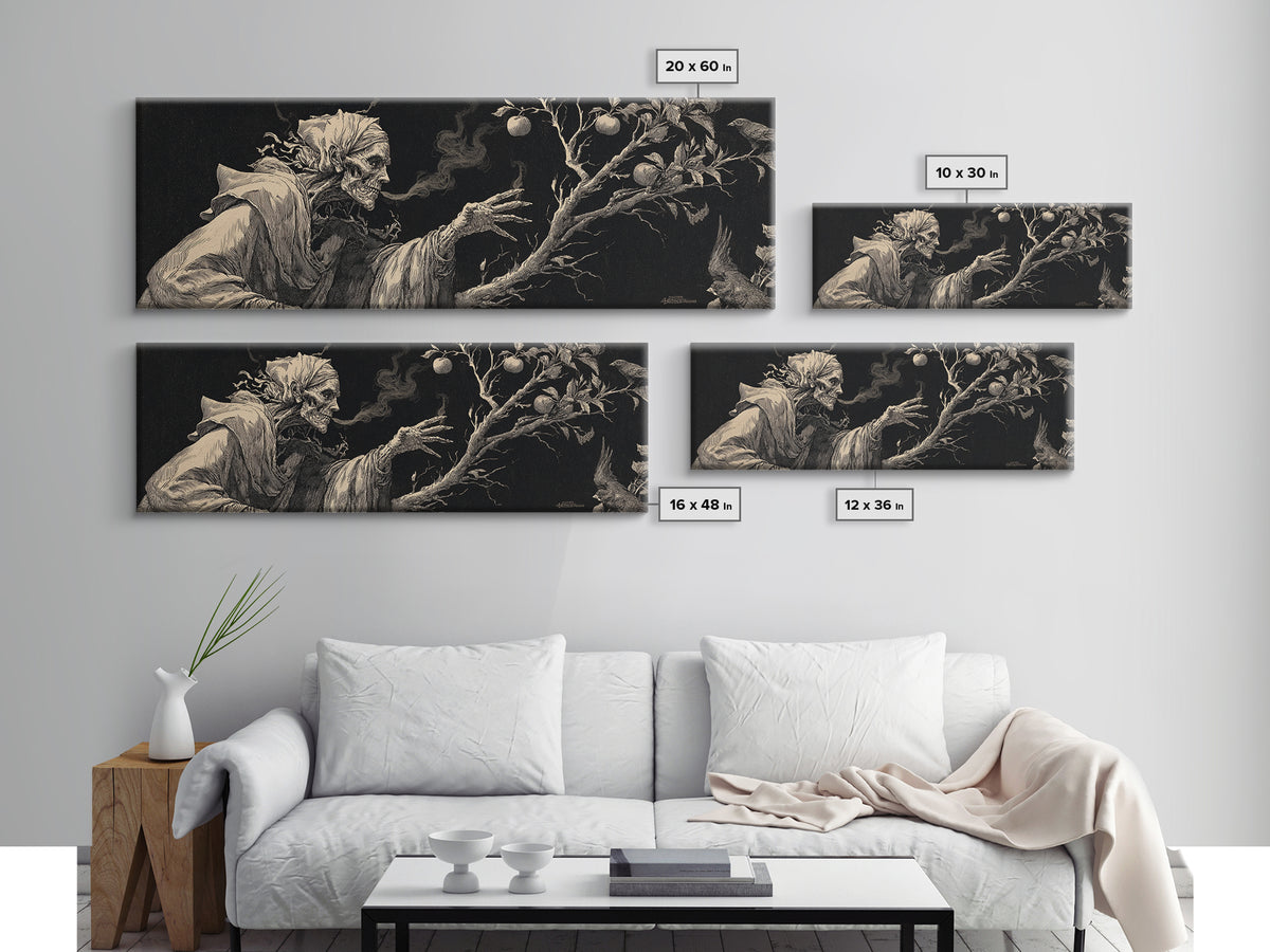 The Orchard Hag, Decadent Gothic Art, Extra Wide Wall Art, Macabre Wall Art, Canvas Print, Halloween Wall Art, Horror Wall Art