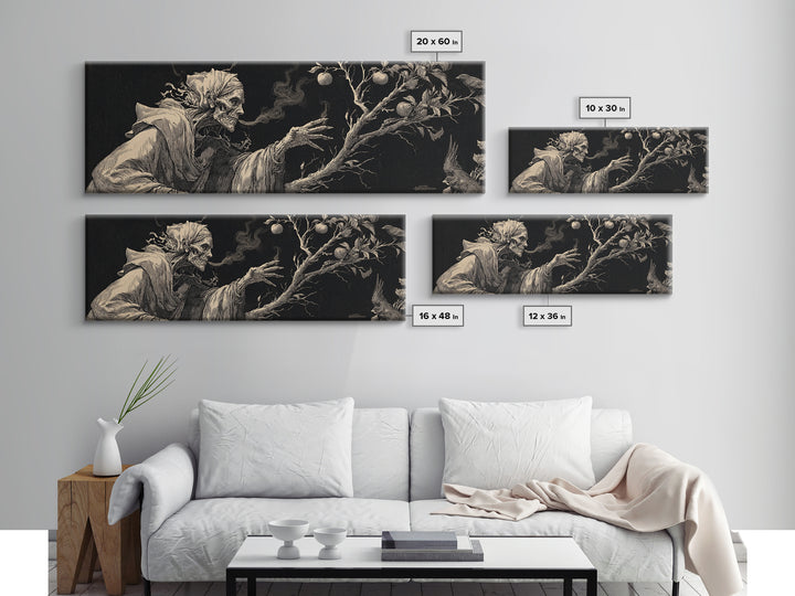 The Orchard Hag, Decadent Gothic Art, Extra Wide Wall Art, Macabre Wall Art, Canvas Print, Halloween Wall Art, Horror Wall Art