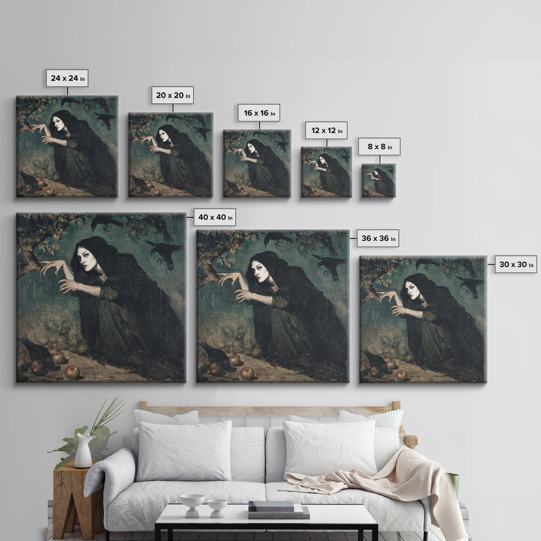 The Orchard Hag, Dark Symbolist Art, Square Wall Art, Macabre Wall Art, Framed Canvas Print, Halloween Wall Art